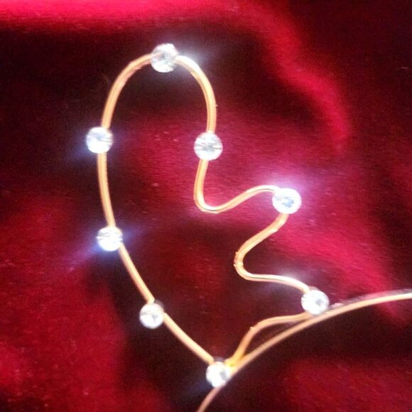 Reindeer Antler Headband, Gold Tone with Faux Diamonds - Picture 3 of 4